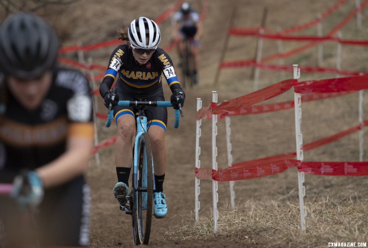 Emma Swartz powers up the last climb. Collegiate Varsity Women. 2018 Cyclocross National Championships, Louisville, KY. © A. Yee / Cyclocross Magazine