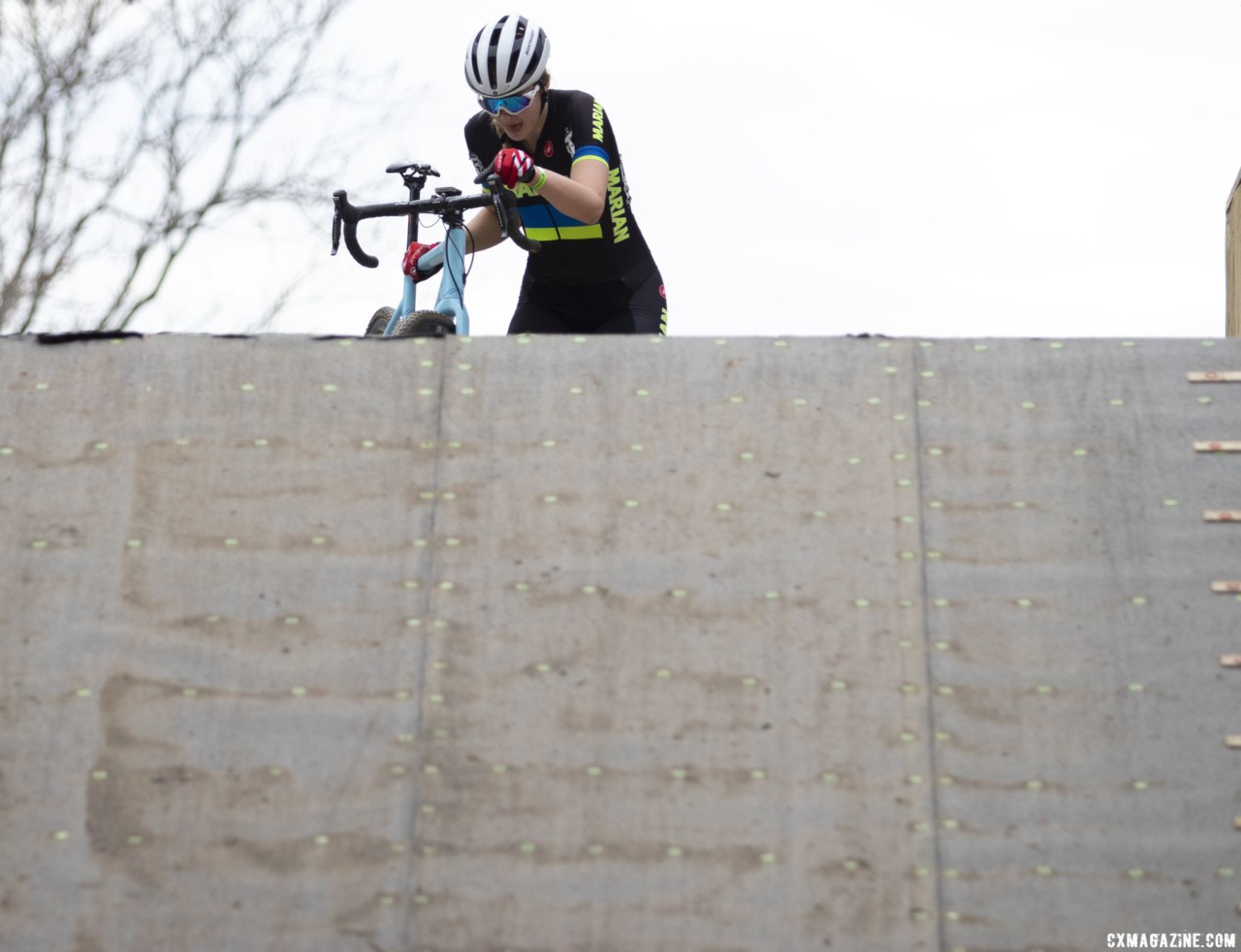 Laurel Rathbun goes over the flyover en route to 6th place. Collegiate Varsity Women. 2018 Cyclocross National Championships, Louisville, KY. © A. Yee / Cyclocross Magazine