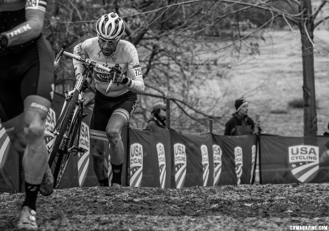Aspholm elected to race on cantilever brakes, as the bike was lighter with them. Masters 50-54. 2018 Cyclocross National Championships, Louisville, KY. © A. Yee / Cyclocross Magazine