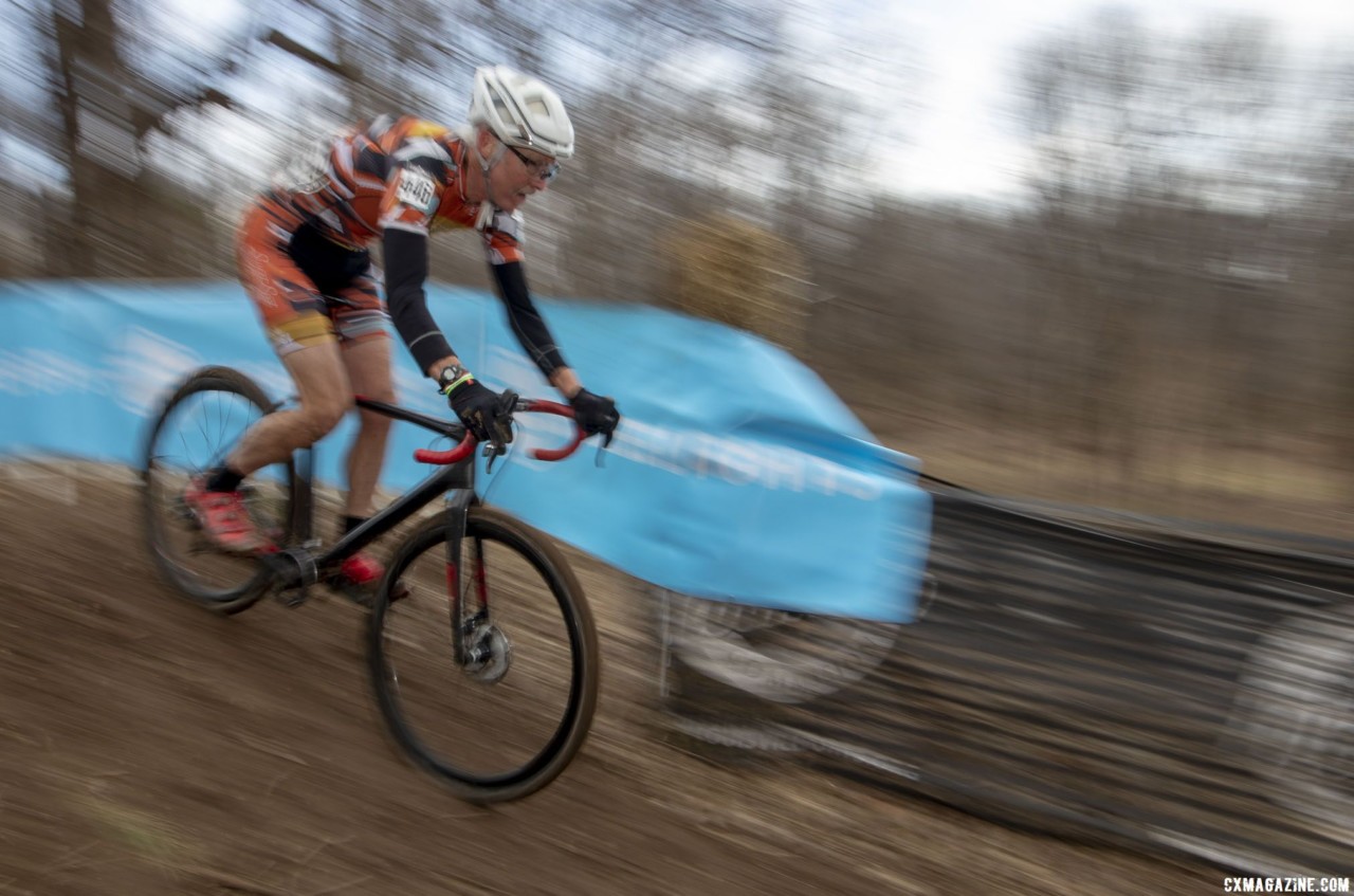 Fred Wittwer takes the plunge. 2018 Cyclocross National Championships, Louisville, KY. © A. Yee / Cyclocross Magazine