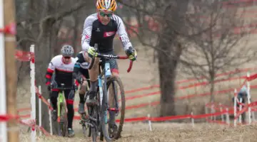 Lee Waldman rides up one of the hills. Masters Men 65-69. 2018 Cyclocross National Championships, Louisville, KY. © A. Yee / Cyclocross Magazine