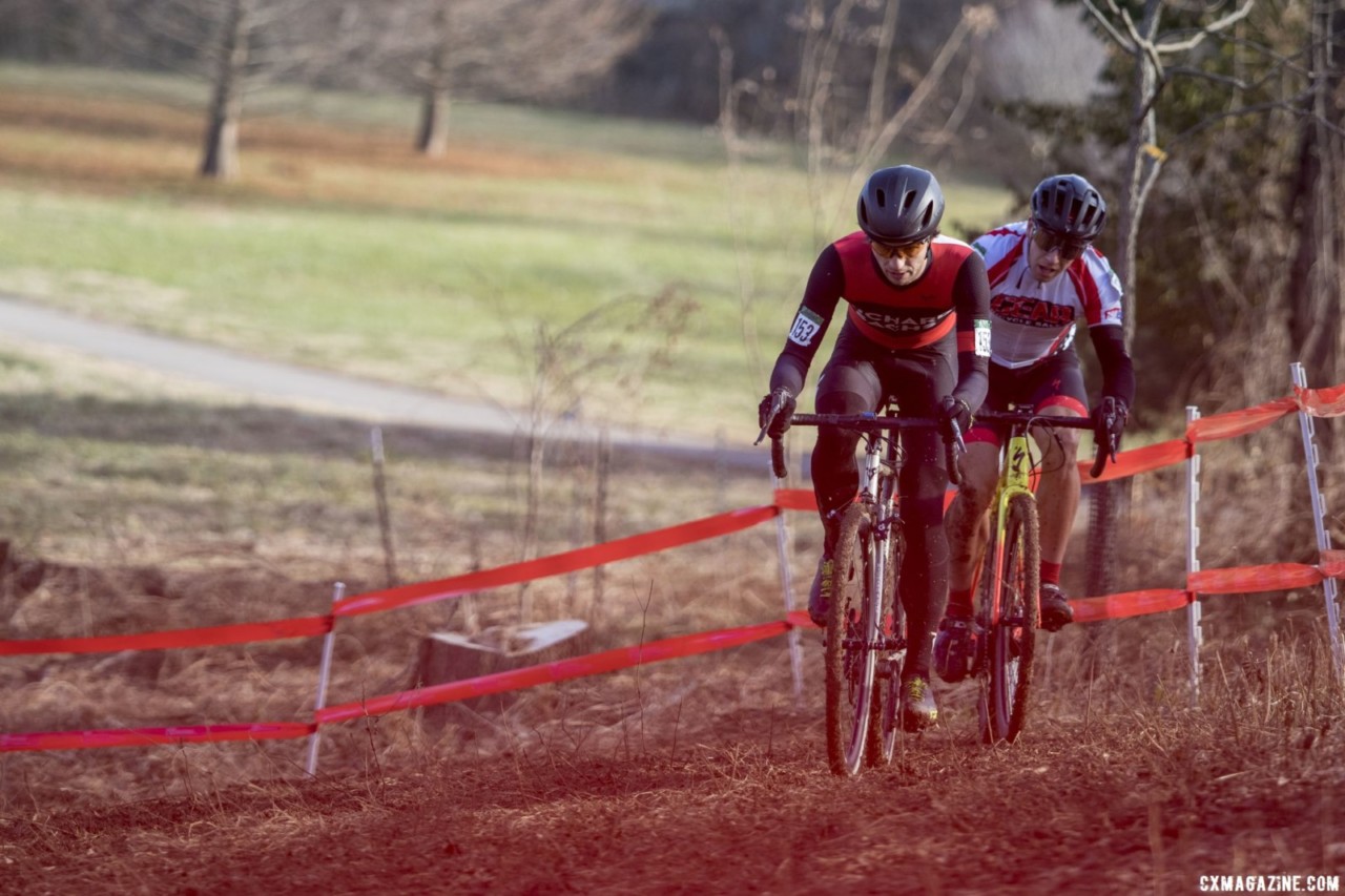 Chabanov and Mullins were off the front the first half of the race. Masters Men 30-34. 2018 Cyclocross National Championships, Louisville, KY. © A. Yee / Cyclocross Magazine