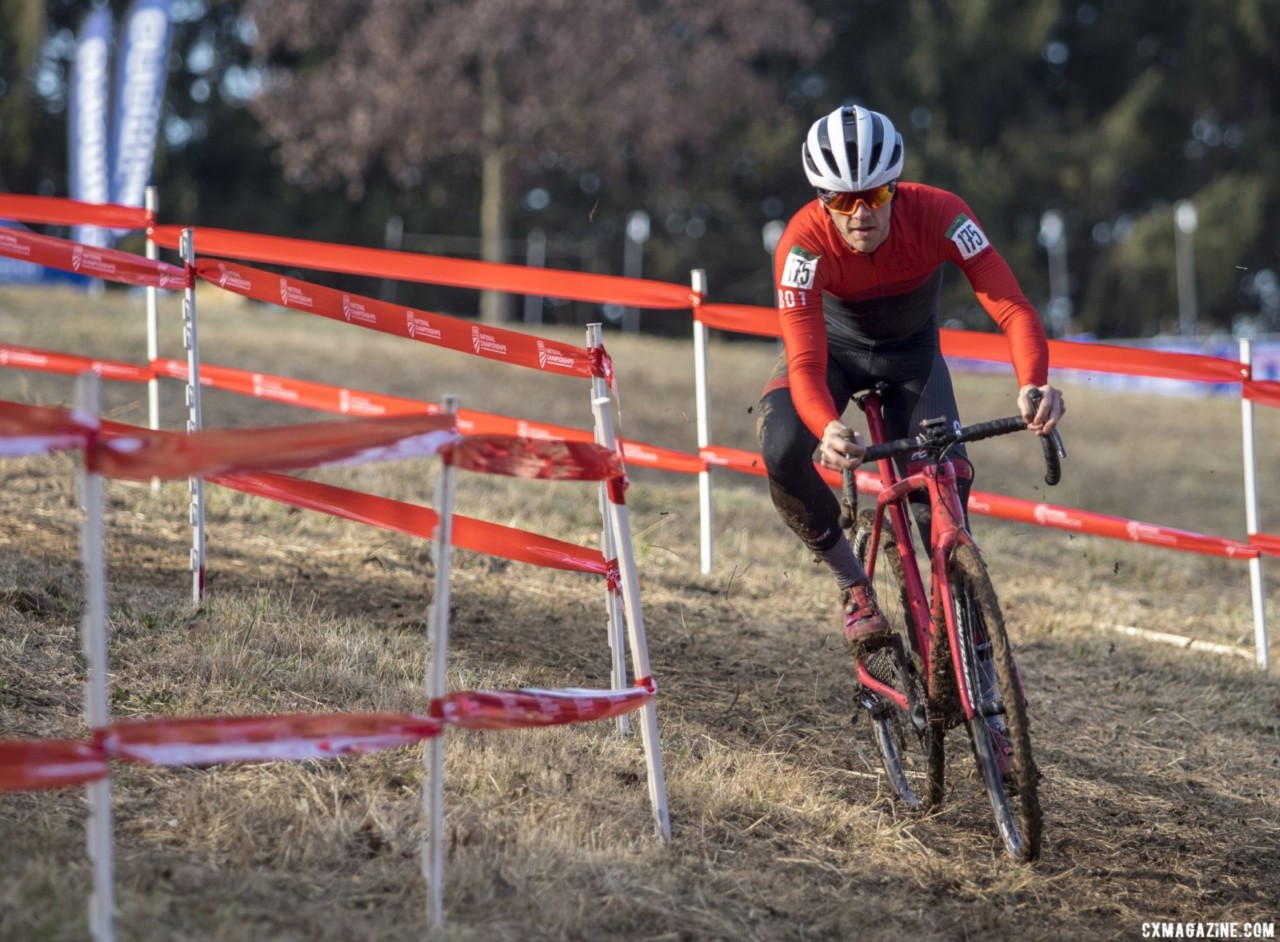 Bryan Fosler rode onto the podium. Masters Men 30-34. 2018 Cyclocross National Championships, Louisville, KY. © A. Yee / Cyclocross Magazine