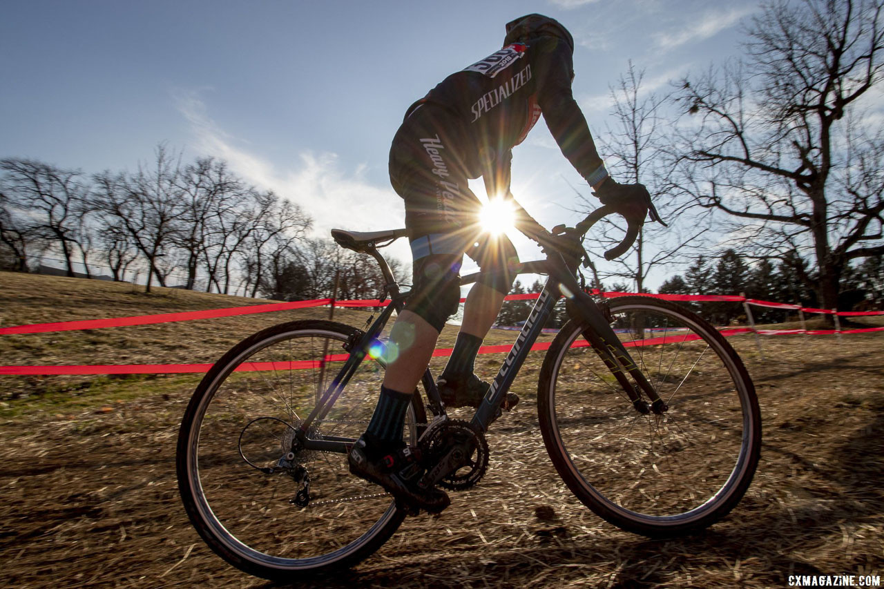 The afternoon sun started to dry out the course but made for sticky mud. Masters Men 60-64. 2018 Cyclocross National Championships, Louisville, KY. © A. Yee / Cyclocross Magazine