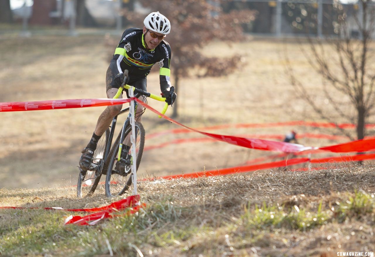 Phillip Kenealy gave chase and finished second. Masters Men 60-64. 2018 Cyclocross National Championships, Louisville, KY. © A. Yee / Cyclocross Magazine