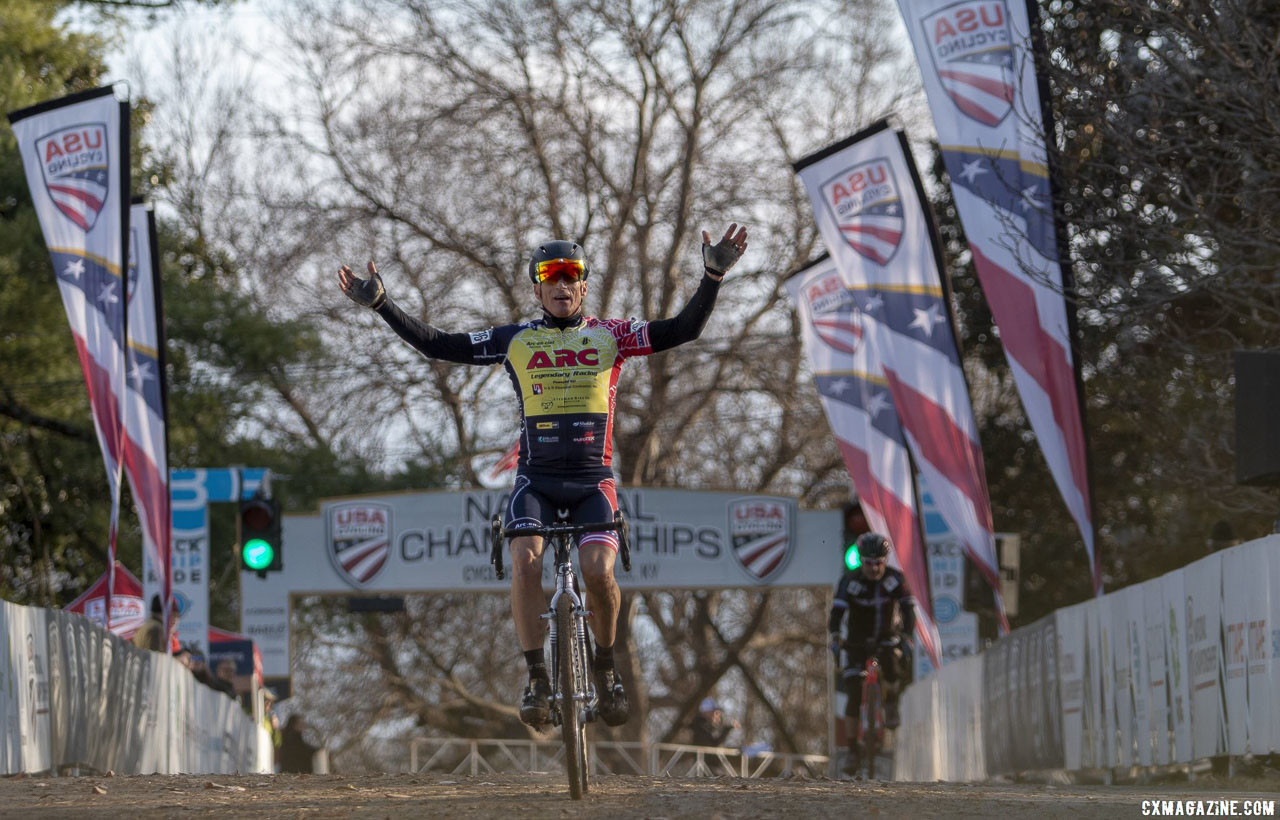 Jay Trojan wins the Masters Men 60-64. 2018 Cyclocross National Championships, Louisville, KY. © A. Yee / Cyclocross Magazine