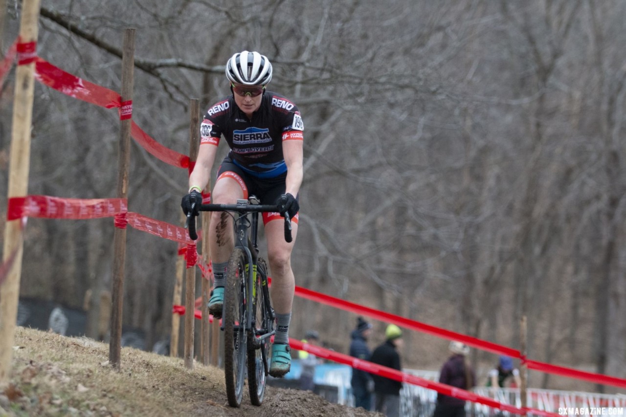 Suzanne Snyder led most of the race on Thursday. Masters Women 35-39. 2018 Cyclocross National Championships, Louisville, KY. © A. Yee / Cyclocross Magazine