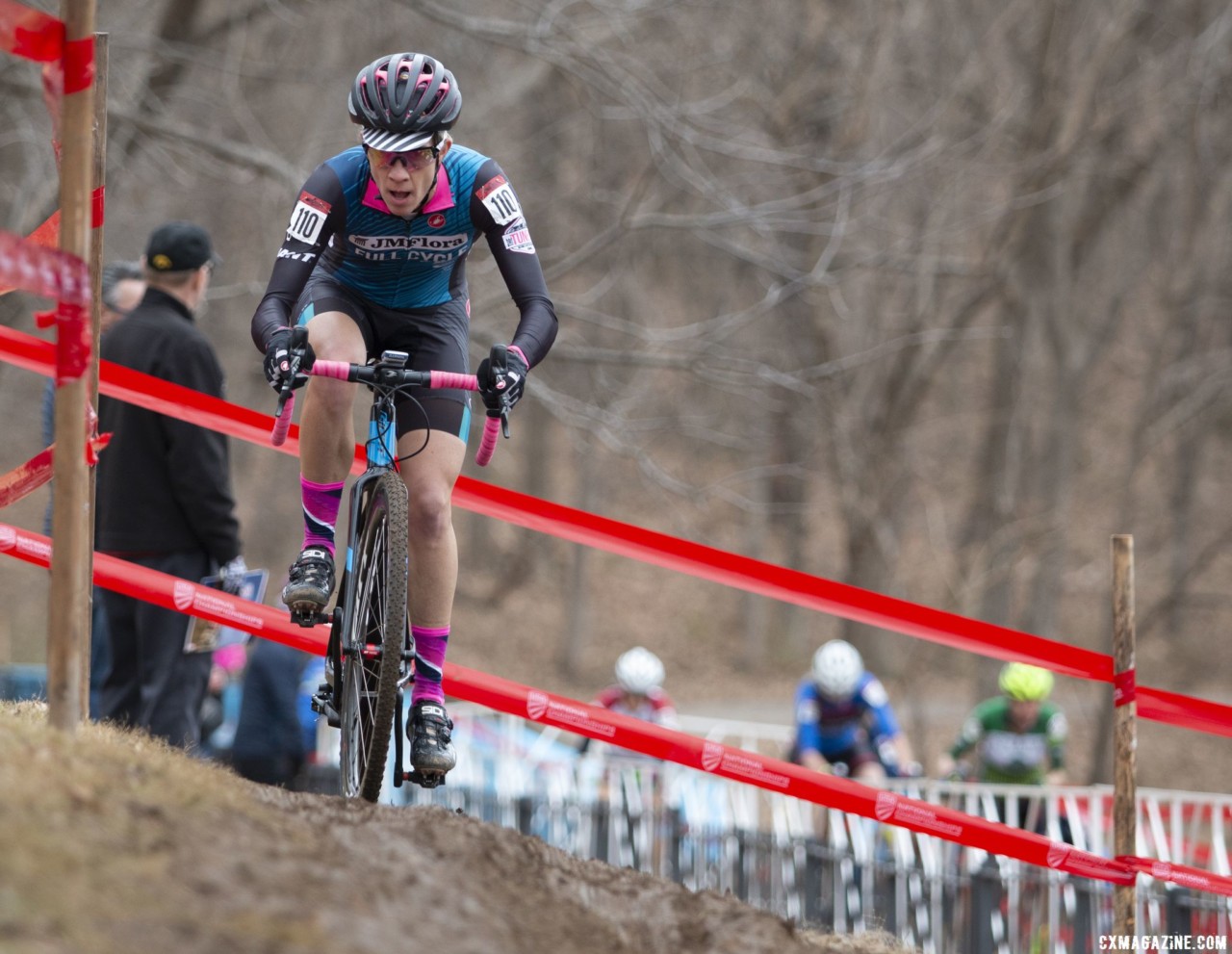 Weber was rode the high line on her way to reclaiming a National title. Masters Women 45-49. 2018 Cyclocross National Championships, Louisville, KY. © A. Yee / Cyclocross Magazine