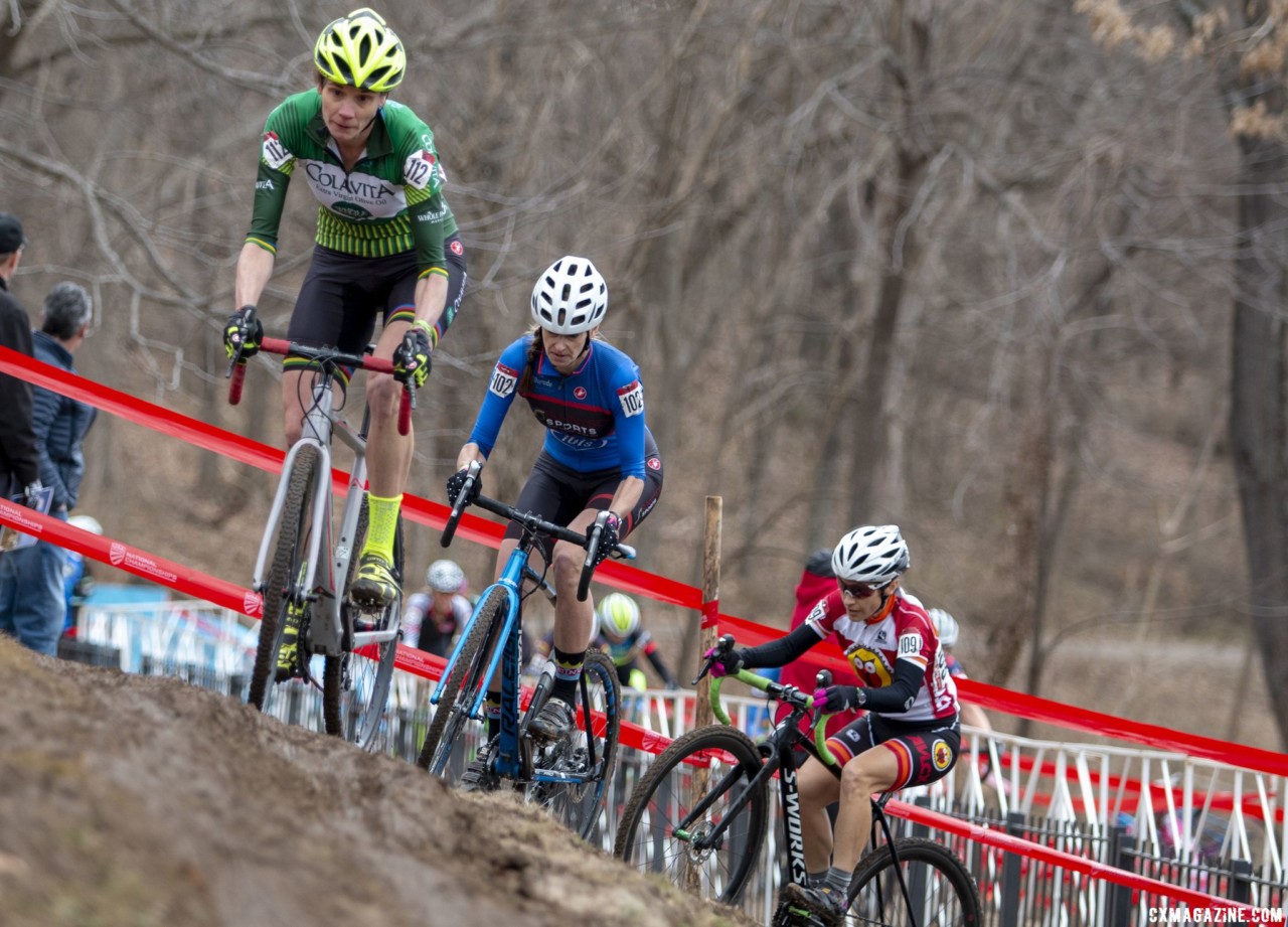 Katrina Dowidchuk would go on to finish third behind Berlew. Masters Women 45-49. 2018 Cyclocross National Championships, Louisville, KY. © A. Yee / Cyclocross Magazine