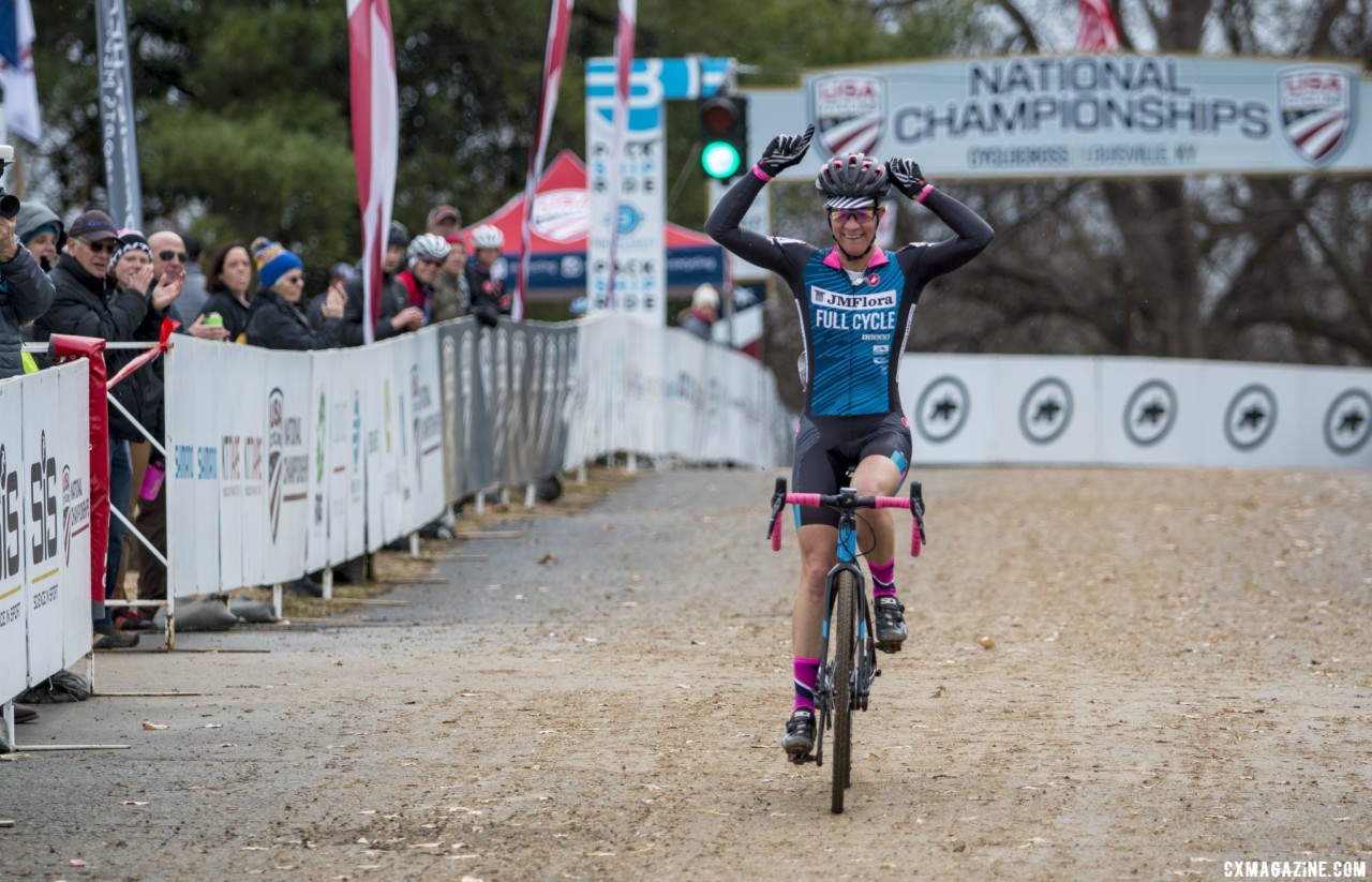 Weber reclaimed her National title in Louisville. Masters Women 45-49. 2018 Cyclocross National Championships, Louisville, KY. © A. Yee / Cyclocross Magazine