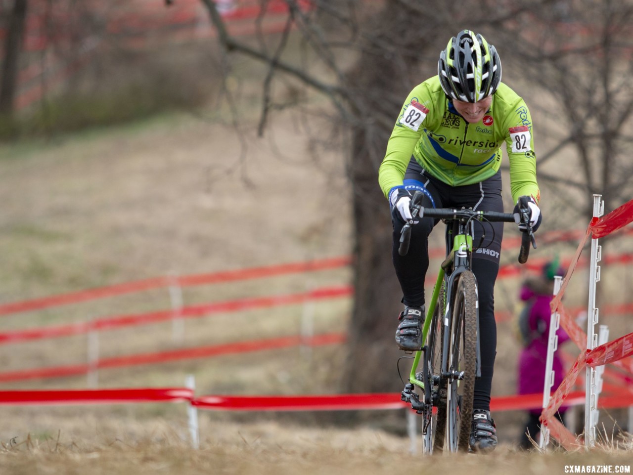 Like Barbossa, silver medalist Andrea Cox rode most of the race alone. Masters Women 50-54. 2018 Cyclocross National Championships, Louisville, KY. © A. Yee / Cyclocross Magazine