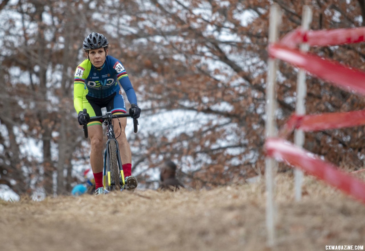 Lori LeClair Cooke finished second on Thusday. Masters Women 55-59. 2018 Cyclocross National Championships, Louisville, KY. © A. Yee / Cyclocross Magazine