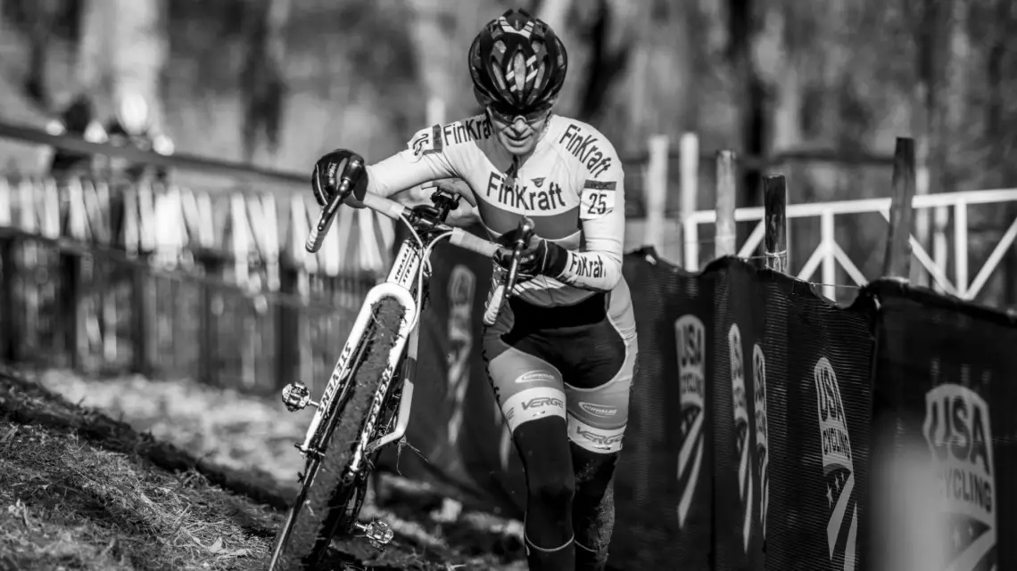 Karen Tripp rode and ran to a national championship Wednesday. Masters Women 60-64, 65-69, 70-74, 75+. 2018 Cyclocross National Championships, Louisville, KY. © A. Yee / Cyclocross Magazine