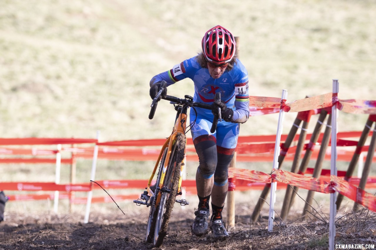 Maureen Sweeney kept things cleaner than in Reno to win the Masters 65-69 title. Masters Women 60-64, 65-69, 70-74, 75+. 2018 Cyclocross National Championships, Louisville, KY. © A. Yee / Cyclocross Magazine