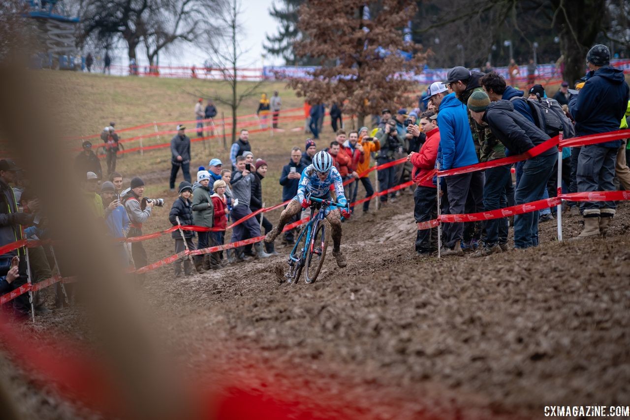 Racing in the mud is 90% mental and the other half is physical. 2018 Louisville Cyclocross Nationals, Saturday and Sunday. © Drew Coleman