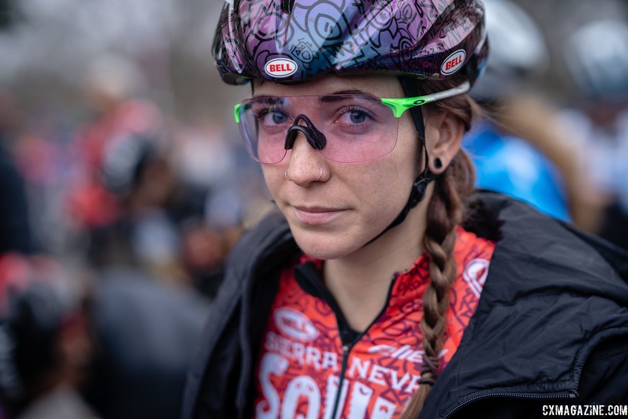Sammi Runnels waits at the start of the Elite Women's race. 2018 Louisville Cyclocross Nationals, Saturday and Sunday. © Drew Coleman