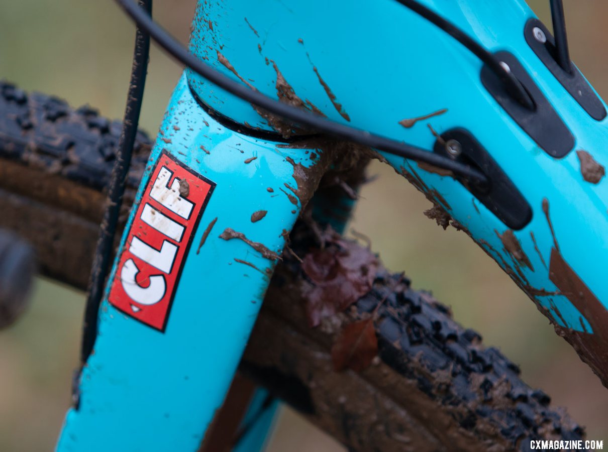 I'm blue da ba dee da ba daa. Clara Honsinger's Kona Major Jake cyclocross bike. 2018 Cyclocross National Championships, Louisville, KY. © A. Yee / Cyclocross Magazine