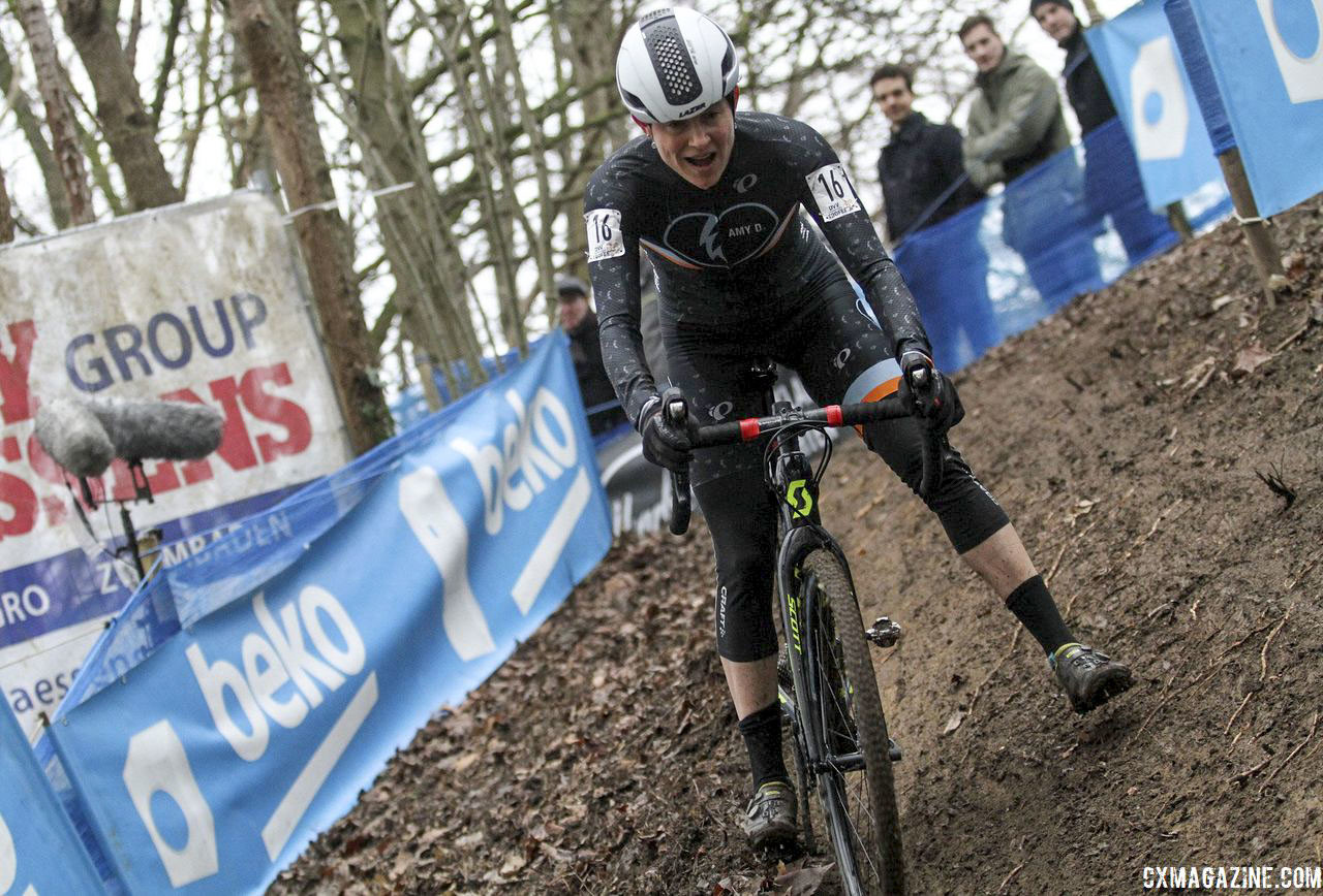 Corey Coogan Cisek continued her cyclocross apprenticeship on campus. 2019 Brussels Universities Cyclocross. © B. Hazen / Cyclocross Magazine