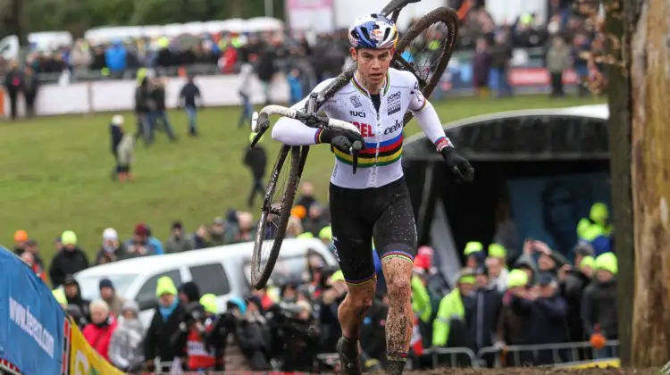 Wout van Aert came close to the World Cup overall title, but fell one place short. Elite Men, 2019 Hoogerheide UCI Cyclocross World Cup. © B. Hazen / Cyclocross Magazine