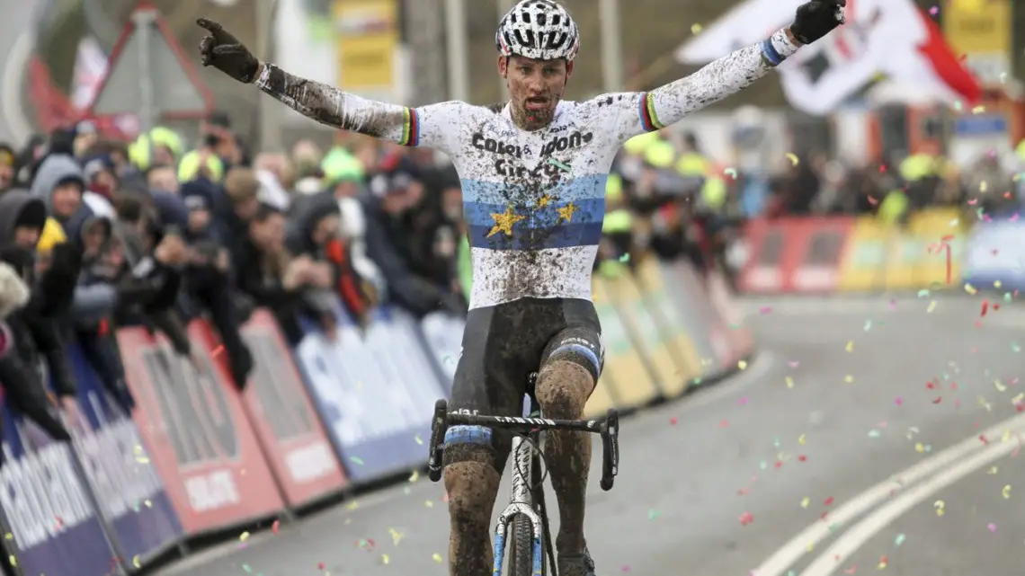 Mathieu van der Poel stayed perfect in six World Cup races this season. 2019 World Cup Hoogerheide. © B. Hazen / Cyclocross Magazine