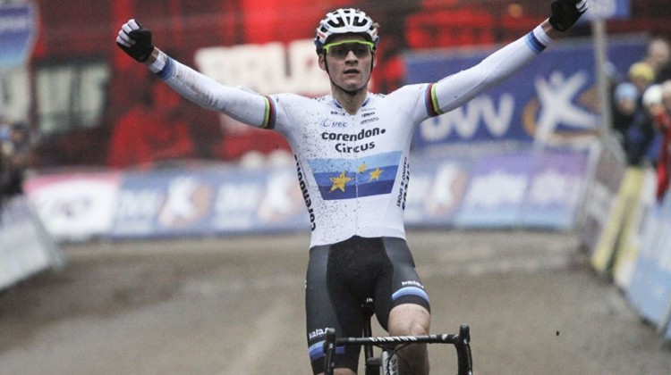 Mathieu van der Poel won his 23rd race of the season on Sunday. 2019 Brussels Universities Cyclocross. © B. Hazen / Cyclocross Magazine