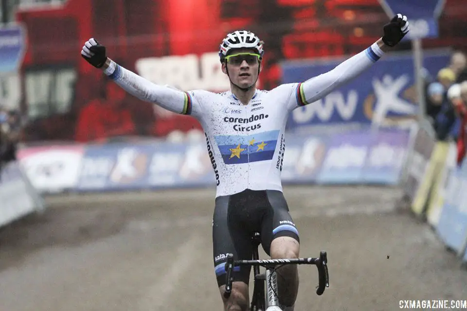 Mathieu van der Poel won his 23rd race of the season on Sunday. 2019 Brussels Universities Cyclocross. © B. Hazen / Cyclocross Magazine