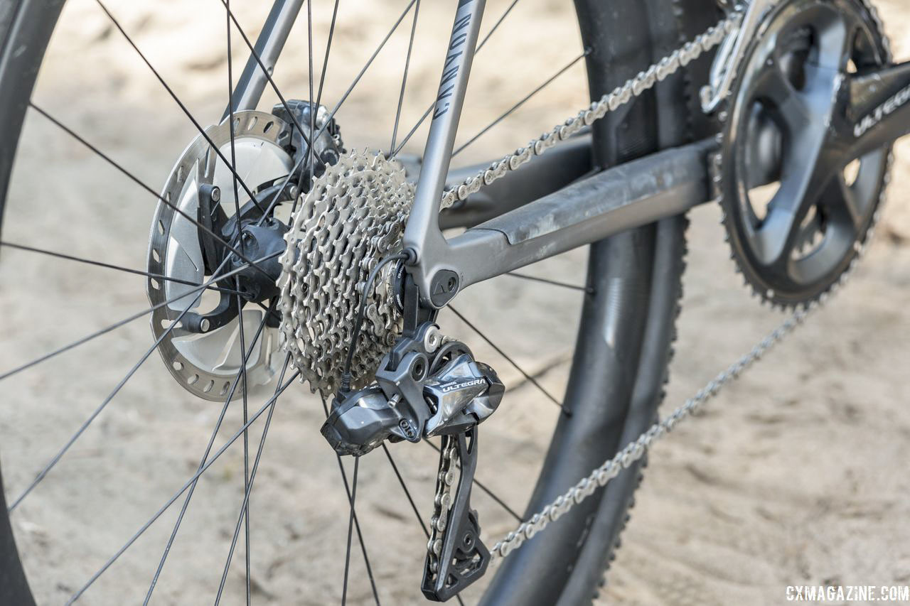 Our bike came with an Ultegra R8050 Di2 rear derailleur. The 2019 model comes with the Ultegra RX805 clutch rear derailleur. Canyon Grail CF SLX 8.0 Di2 Gravel Bike. © C. Lee / Cyclocross Magazine