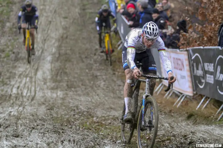Mathieu van der Poel dials a descent. 2019 GP Sven Nys, Baal. © B. Hazen / Cyclocross Magazine