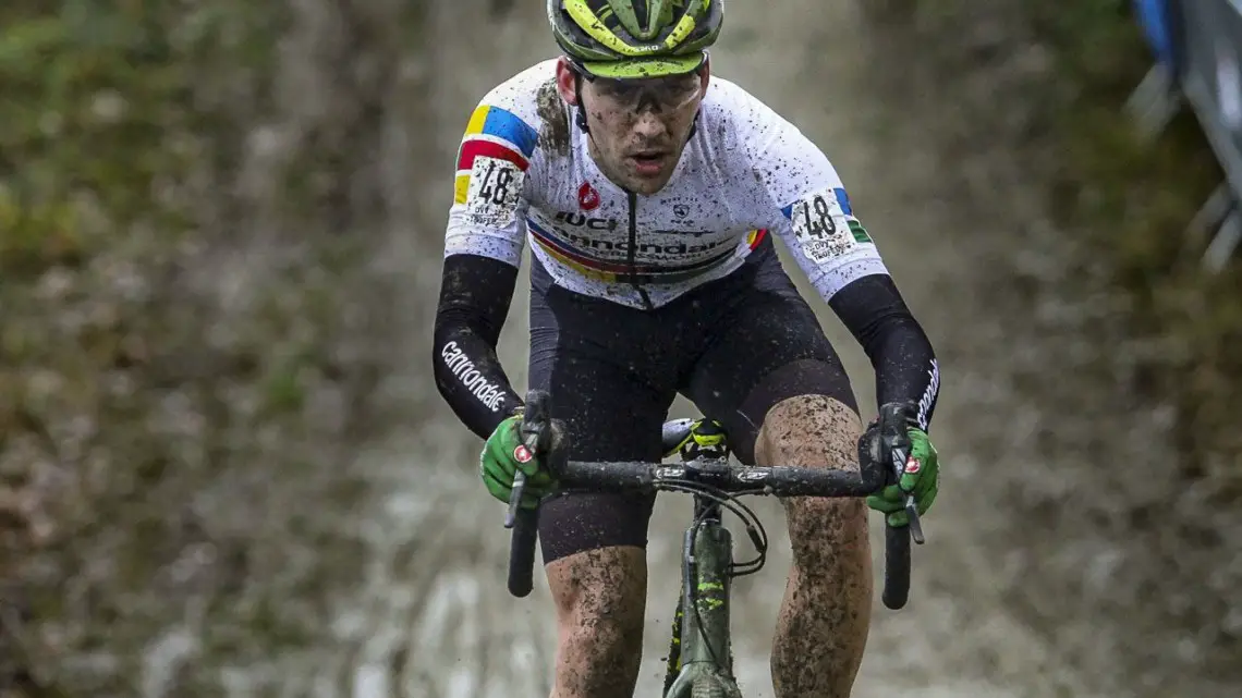 Curtis White powers through the mud. 2019 GP Sven Nys, Baal. © B. Hazen / Cyclocross Magazine