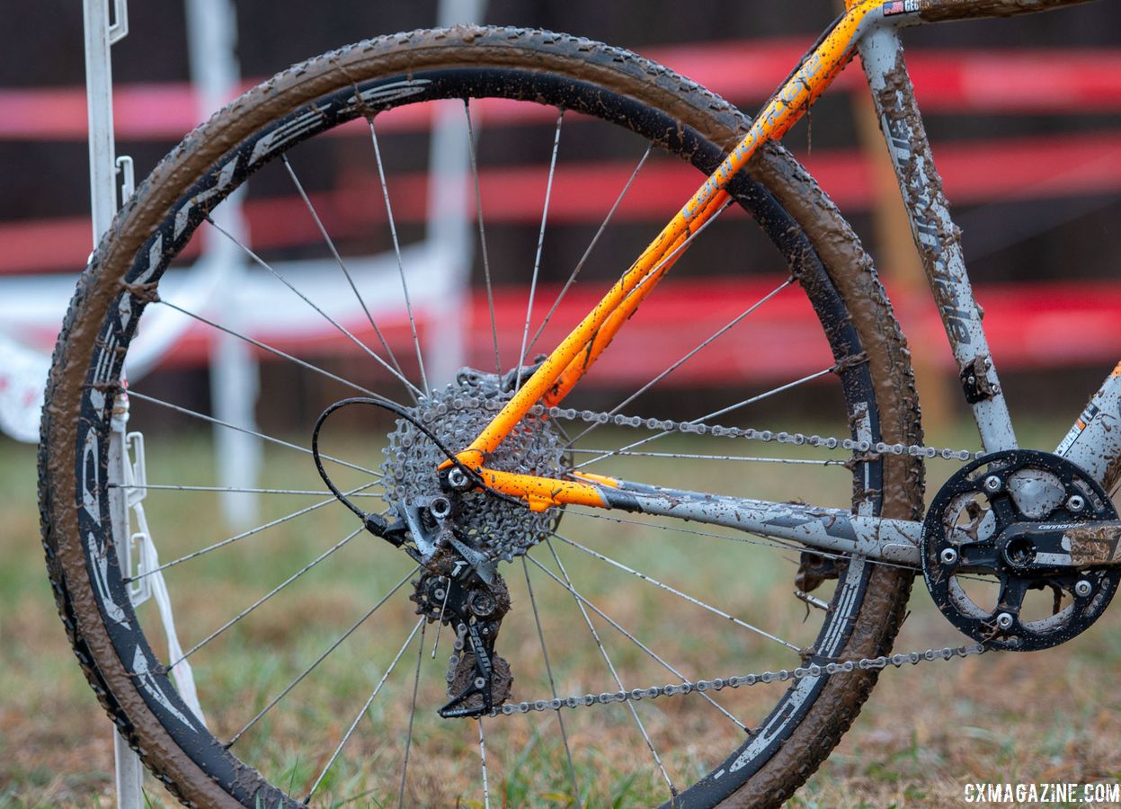 Frazier ran HED Ardennes tubulars. Fortunately, they are convertible to thru-axle if he modernizes his ride.. George Frazier's Junior Men 11-12 winning bike. 2018 Cyclocross National Championships V2. Louisville, KY. © Cyclocross Magazine