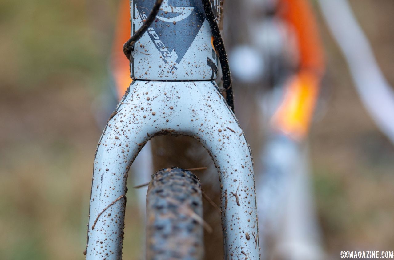 The SuperX had generous clearance for mud. George Frazier's Junior Men 11-12 winning bike. 2018 Cyclocross National Championships V2. Louisville, KY. © Cyclocross Magazine