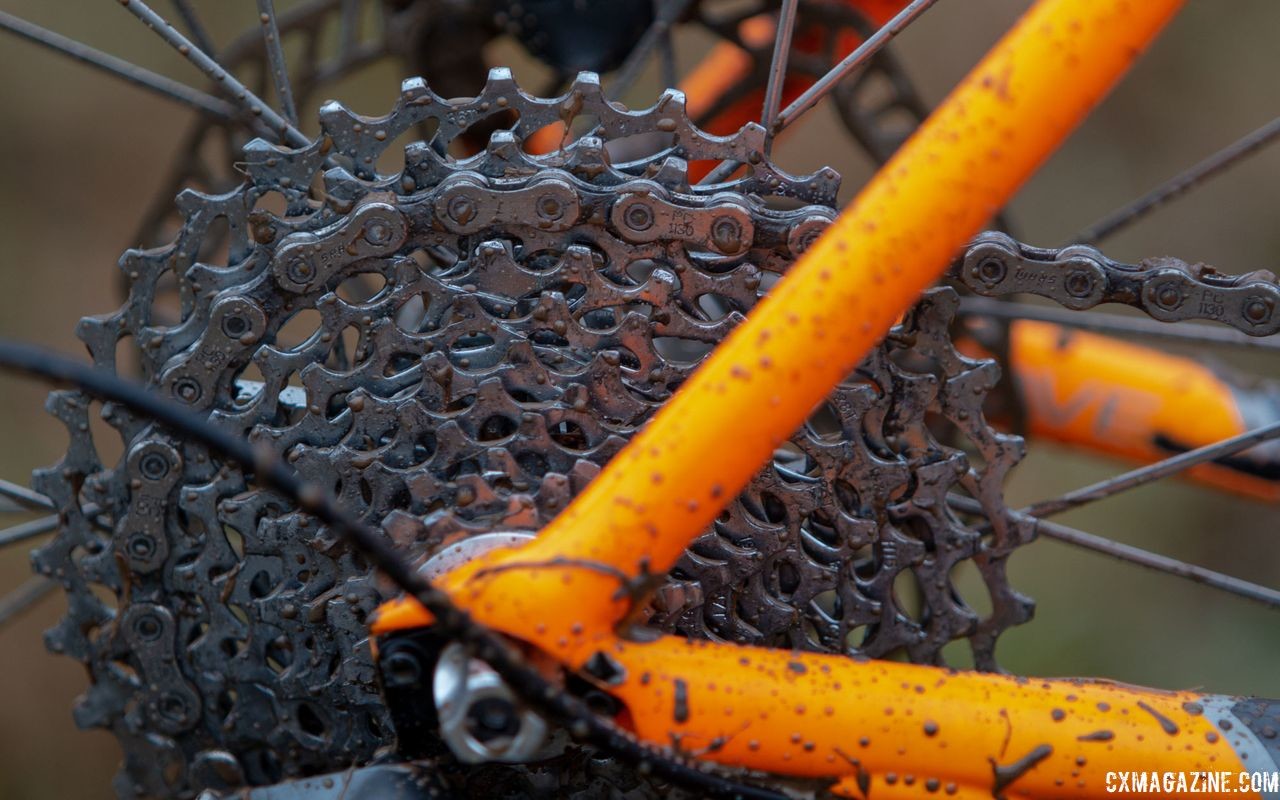 Frazier used an 11-36t cassette in Louisville. George Frazier's Junior Men 11-12 winning bike. 2018 Cyclocross National Championships V2. Louisville, KY. © Cyclocross Magazine
