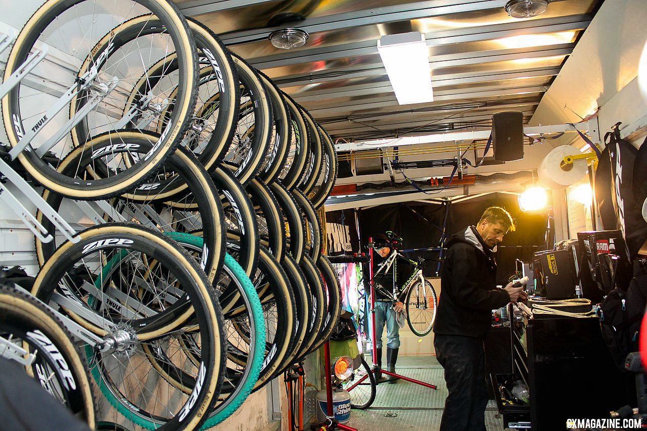 Stu Thorne and his team have spent less time building up bikes this year. © A. Yee / Cyclocross Magazine