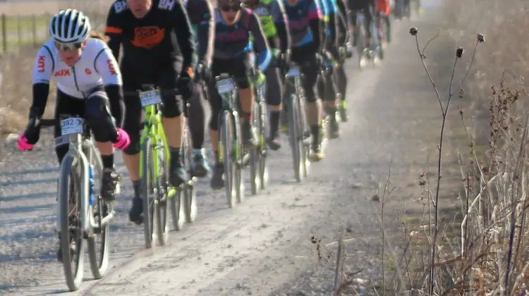 Young Maddie Wooley leads a group en route to a third-place Women's finish. photo: courtesy