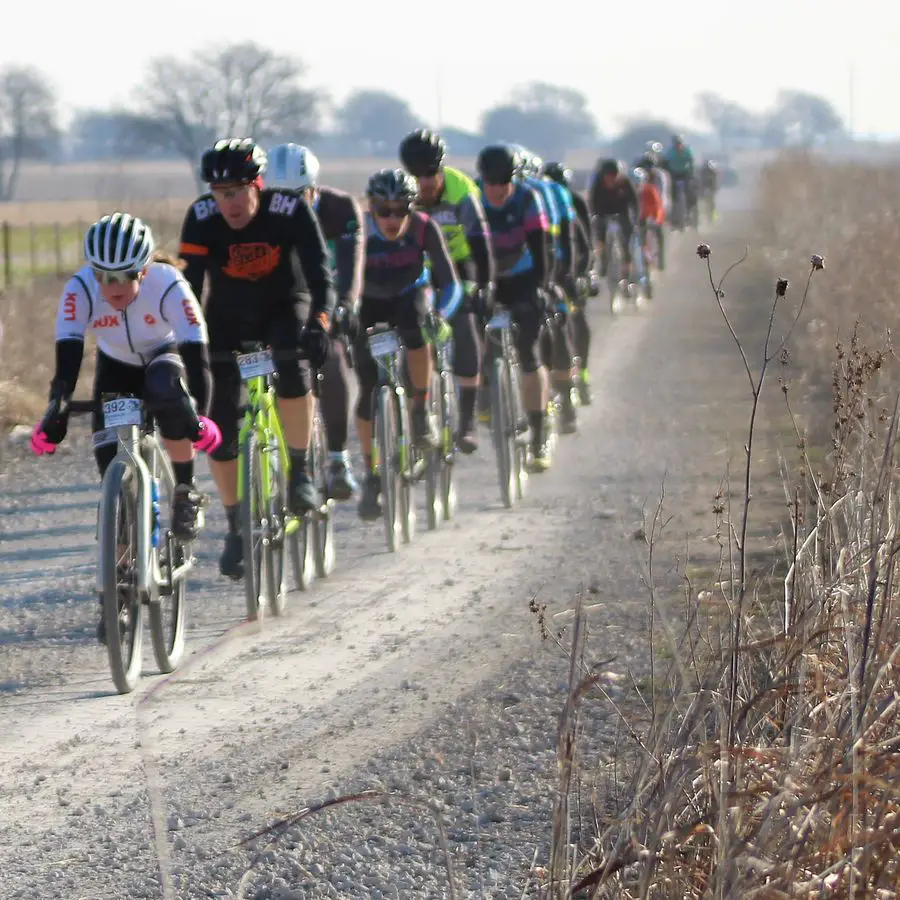 Young Maddie Wooley leads a group en route to a third-place Women's finish. photo: courtesy