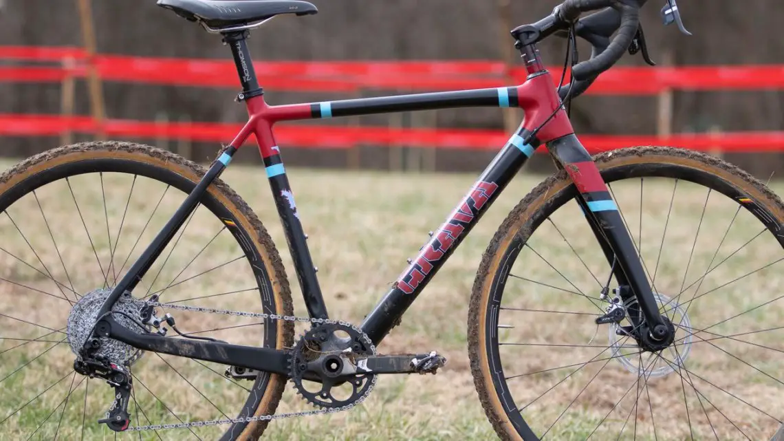 Paul McKeithan's Masters 75-79 title-winning Grava Maple Sally cyclocross bike. 2018 Cyclocross National Championships, Louisville, KY. © A. Yee / Cyclocross Magazine