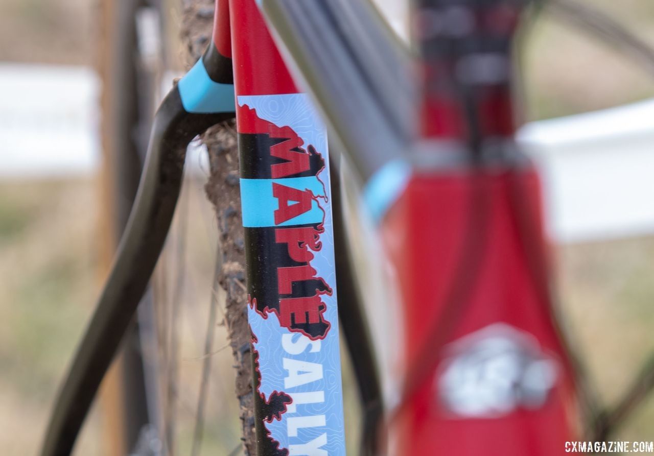 Maple Sally might suggest a Canadian origin, but Grava is based in North Carolina. Paul McKeithan's Masters 75-79 title-winning Grava Maple Sally cyclocross bike. 2018 Cyclocross National Championships, Louisville, KY. © A. Yee / Cyclocross Magazine