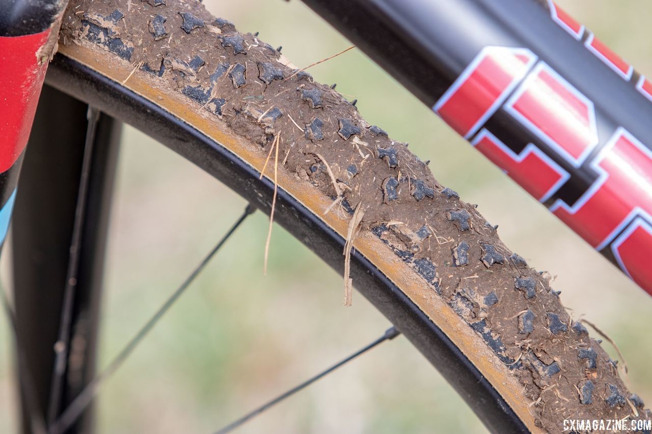 Challenge Limus tubulars were the choice with some mud covering the course on Wednesday of Nationals week. Paul McKeithan's Masters 75-79 title-winning Grava Maple Sally cyclocross bike. 2018 Cyclocross National Championships, Louisville, KY. © A. Yee / Cyclocross Magazine