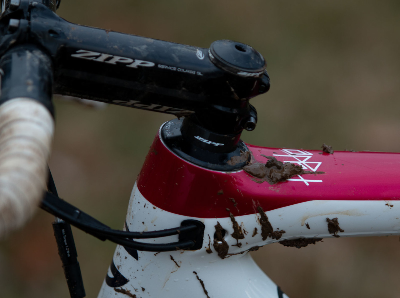 Zipp is a team sponsor, so Hyde uses the company's Service Course SL stem and handlebar. Stephen Hyde's title-winning Cannondale. 2018 Cyclocross National Championships V2. Louisville, KY. © Cyclocross Magazine