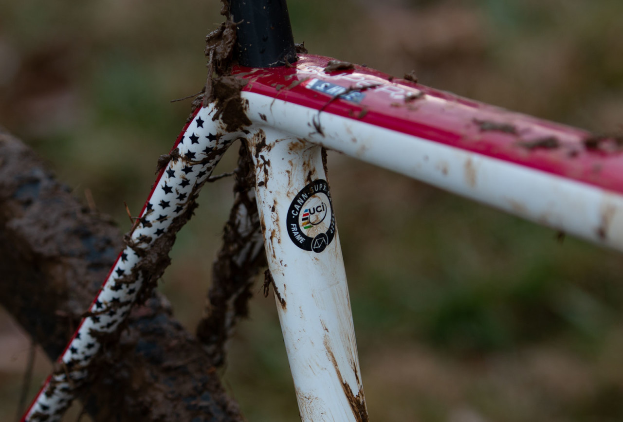 The SuperX has a full carbon frame and fork. Stephen Hyde's title-winning Cannondale. 2018 Cyclocross National Championships V2. Louisville, KY. © Cyclocross Magazine