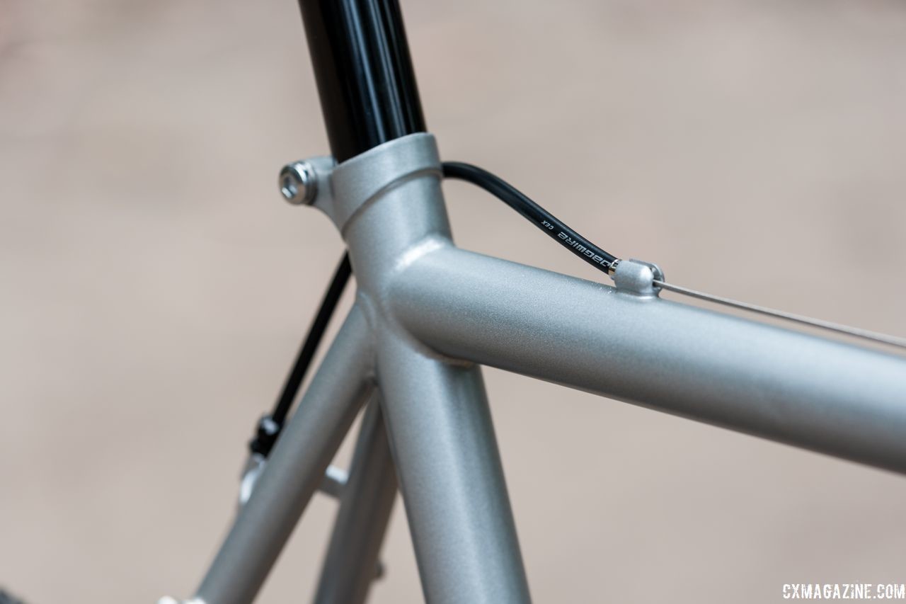 Our Thunder review bike had clean brazing of the top tube cable stops and nice welds. Wabi Thunder Steel Singlespeed Bike. © C. Lee / Cyclocross Magazine