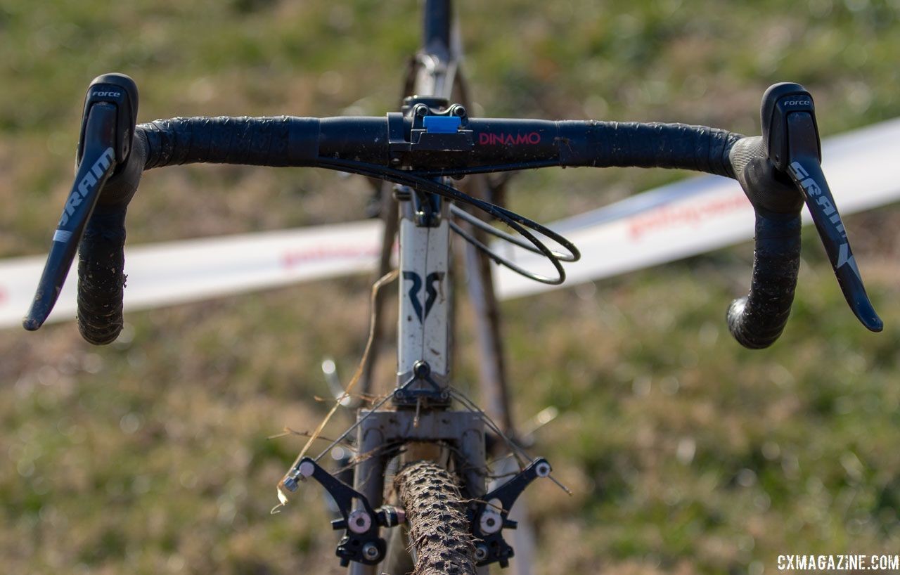 Chabanov's bike features a spacer mounted cable hanger for the front brake. Dan Chabanov's Richard Sachs cyclocross bike. 2018 Cyclocross National Championships, Louisville, KY. © A. Yee / Cyclocross Magazine