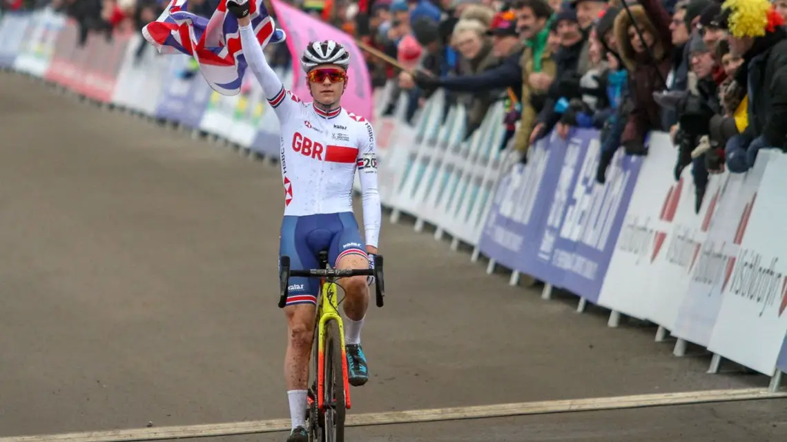 Tom Pidcock wins the U23 Men's title, and the Brits go 2-for-2 on Saturday. 2019 Cyclocross World Championships, Bogense, Denmark. © B. Hazen / Cyclocross Magazine