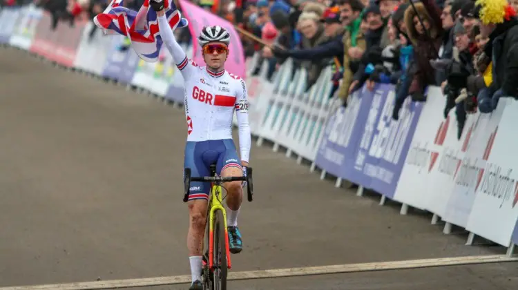 Tom Pidcock wins the U23 Men's title, and the Brits go 2-for-2 on Saturday. 2019 Cyclocross World Championships, Bogense, Denmark. © B. Hazen / Cyclocross Magazine