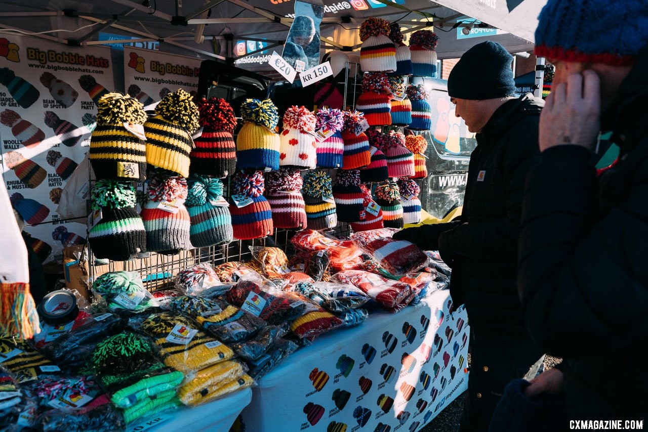 Bib Bobble Hats kept fans warm in Bogense. 2019 Cyclocross World Championships, Bogense, Denmark. © Cyclocross Magazine