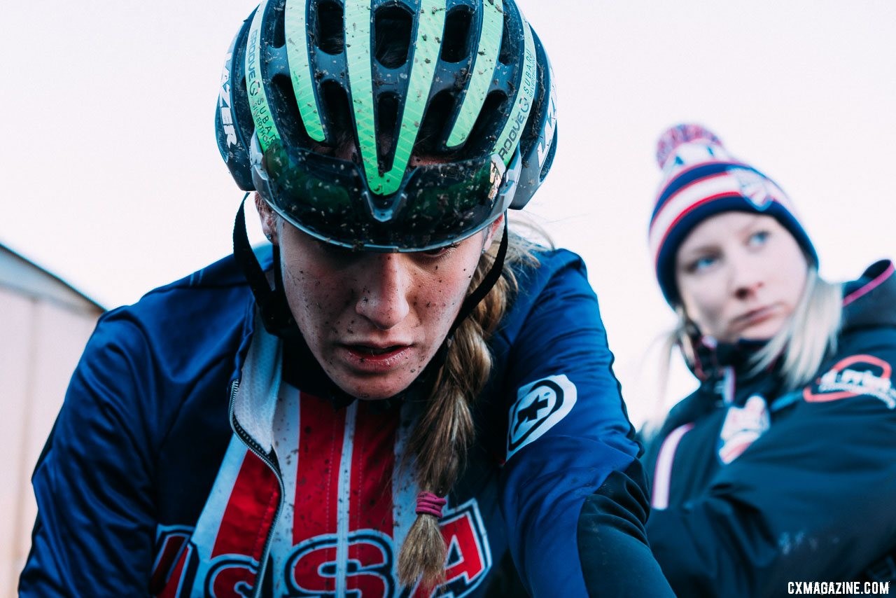 Kate Clouse (USA) post race after her top-10 finish in just her second year at Worlds. 2019 Cyclocross World Championships, Bogense, Denmark. © Taylor Kruse / Cyclocross Magazine