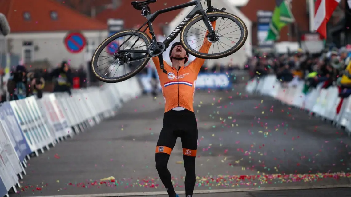 Mathieu van der Poel is the king again. Elite Men, 2019 Cyclocross World Championships, Bogense, Denmark. © B. Hazen / Cyclocross Magazine