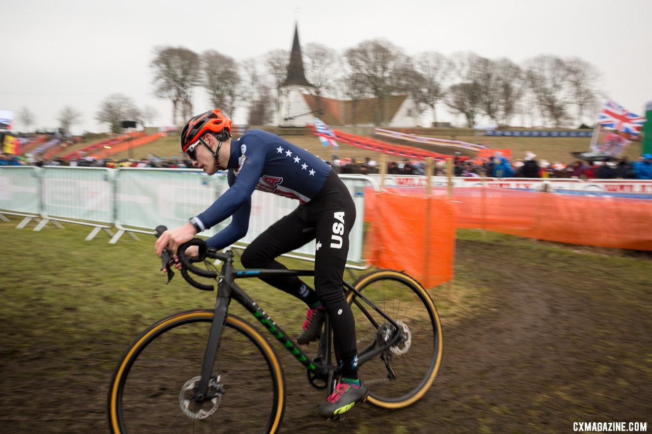 Lucas Stierwalt, Junior Men, Team USA, 2019 Cyclocross World Championships, Bogense, Denmark. © K. Keeler / Cyclocross Magazine