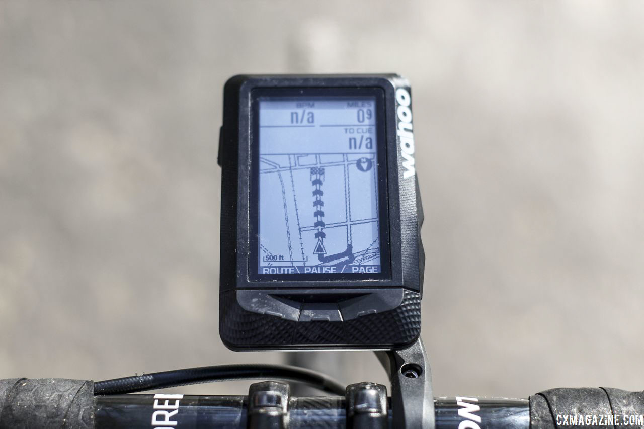 Following a route is a snap with the built-in base map and route tool. Wahoo Elemnt GPS Cycling Computer. © Z. Schuster / Cyclocross Magazine