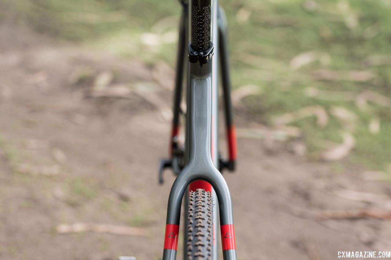 The Altamira is a race-specific bike, so the max claimed tire clearance is 35mm. Fuji Altamira CX 1.1 carbon cyclocross bike. © C. Lee / Cyclocross Magazine